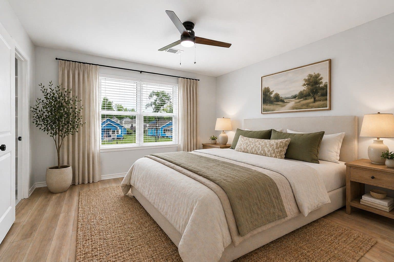 Fortune Street Duplexes — Primary bedroom (staged), Acres Homes — Houston, TX
