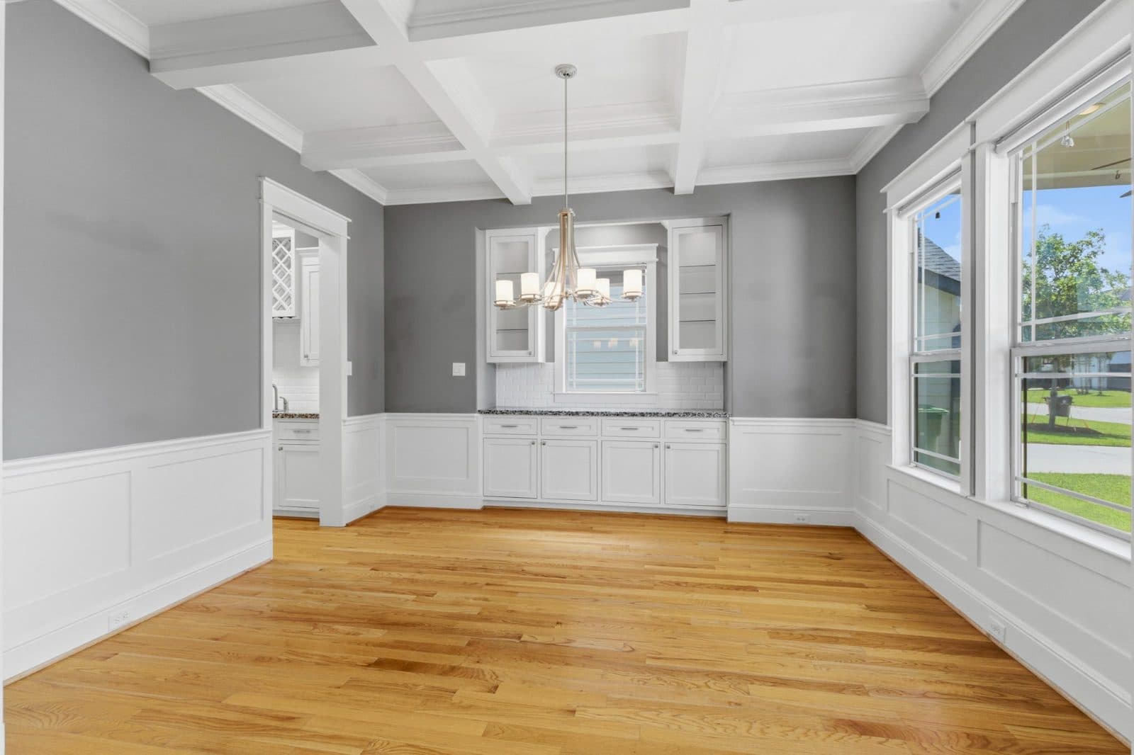 Oak Forest Infill — Formal dining, coffered ceiling, Houston, TX